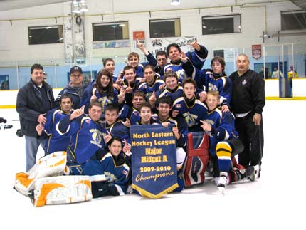 After playing to three straight 3-3 ties, BranKor Trophies held on in Game 4, edging Food Basics 3-2 to capture the NEHL Midget Playoff banner