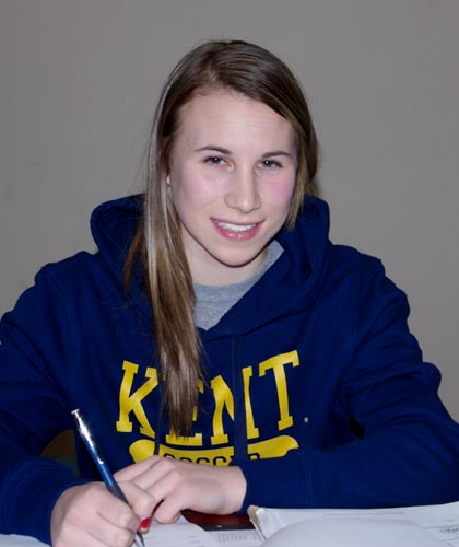 Lasalle Secondary senior Jenna Hellstrom signs on the dotted line, committing to a Division I soccer scholarship from Kent State University in Ohio