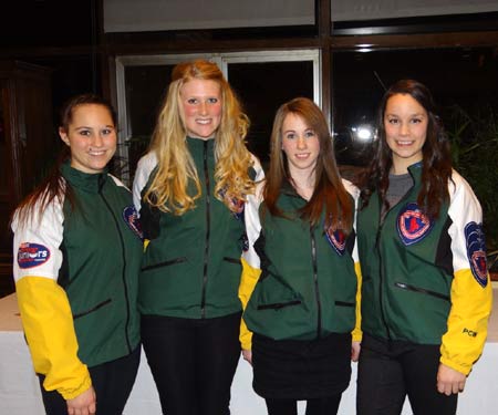 Team Lilly (left to right - Avery Thomas, Courtney Chenier, Crystal Lillico and Kendra Lilly) are preparing to represent Northern Ontario at the M & M Meats Canadian Jr Curling Championships in Napanee