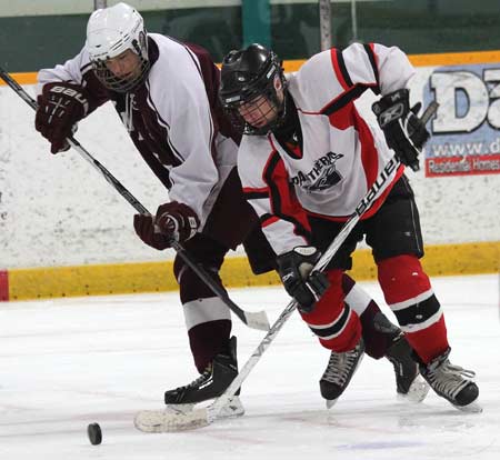 Neither the Macdonald-Cartier Pantheres or Manitoulin Mustangs could use home ice advantage to walk away with NOSSA A/AA bragging rights as the final featured St Marys (SSM) vs West Ferris (NB)