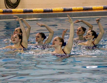 The Sudbury Synchro 16-20 competitive crew perform at the 9th annual Spring Watershow, preparing for Provincials later this month